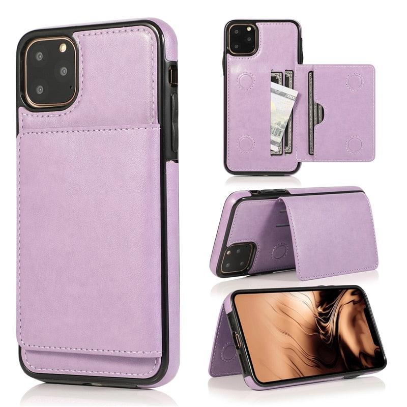 Leather Wallet Case For iPhone 11 Pro Max XS Max XR X 8 7 6S 6Plus 5 5S With Stand Card Pocket Case Cover Shockproof Texture PU Leather Wallet Cover