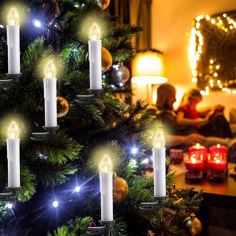 LED Candles Light Flameless Remote Control For Home Dinner Party Christmas Tree Candle LED Flameless Taper Candles Flickering with Remote Timer Battery Operated Waterproof Christmas Tree Candles Warm White Window Candles Decoration Lamp Light New Years