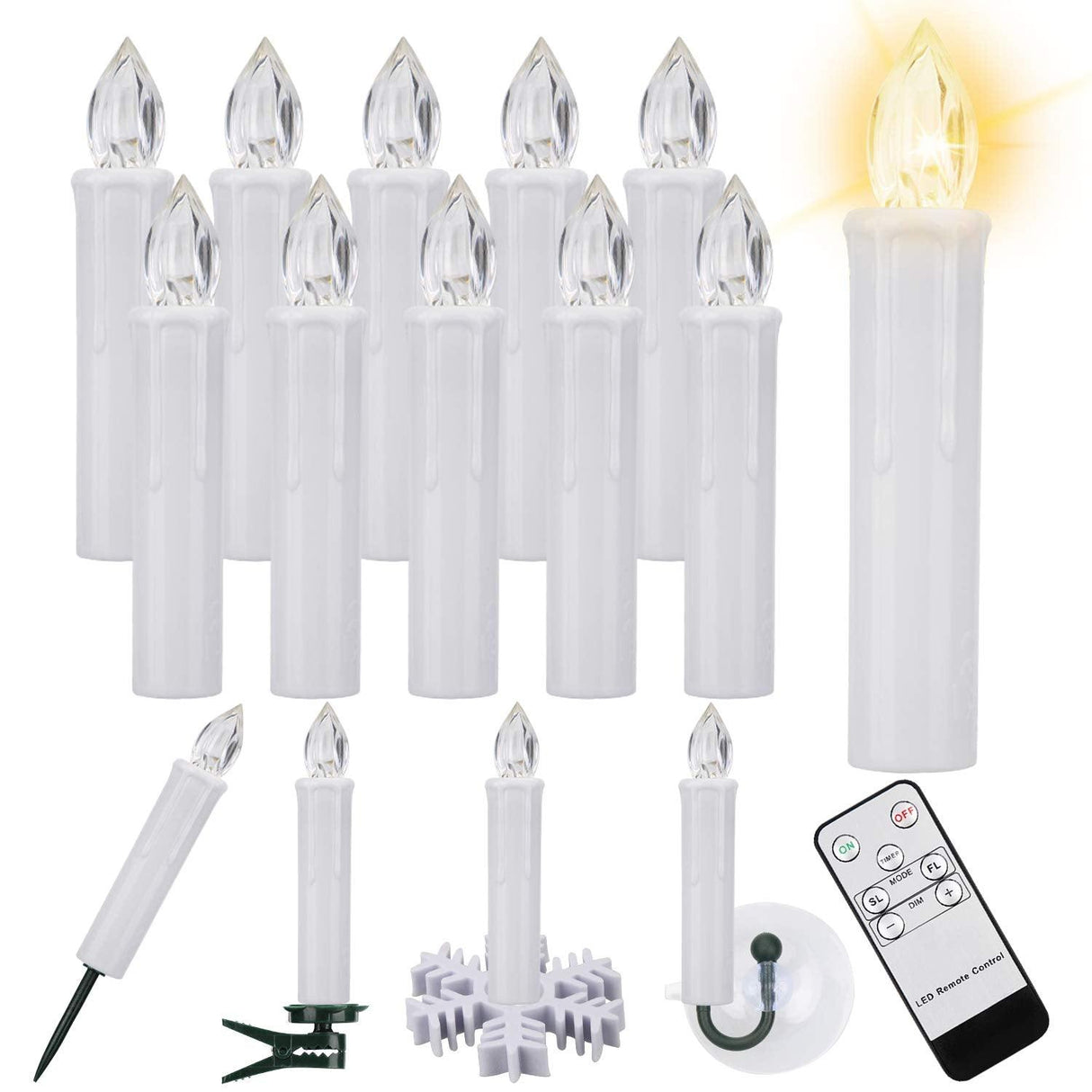 LED Candles Light Flameless Remote Control For Home Dinner Party Christmas Tree Candle LED Flameless Taper Candles Flickering with Remote Timer Battery Operated Waterproof Christmas Tree Candles Warm White Window Candles Decoration Lamp Light New Years