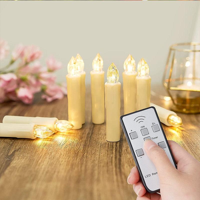 LED Candles Light Flameless Remote Control For Home Dinner Party Christmas Tree Candle LED Flameless Taper Candles Flickering with Remote Timer Battery Operated Waterproof Christmas Tree Candles Warm White Window Candles Decoration Lamp Light New Years