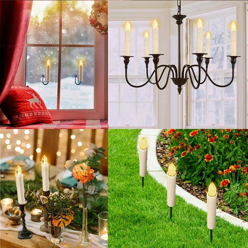 LED Candles Light Flameless Remote Control For Home Dinner Party Christmas Tree Candle LED Flameless Taper Candles Flickering with Remote Timer Battery Operated Waterproof Christmas Tree Candles Warm White Window Candles Decoration Lamp Light New Years
