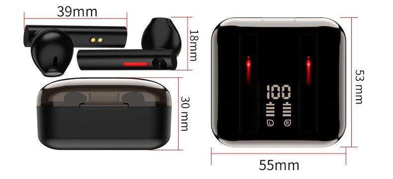 LED Display Bluetooth 5.0 Wireless Headphone Magnetic 9D Stereo Sound Earbud Sports Easy Pairing Earphone With Microphone Bluetooth In Ear Built-in Mic Headset For Sport Black Headphones Wireless Light Weight Design