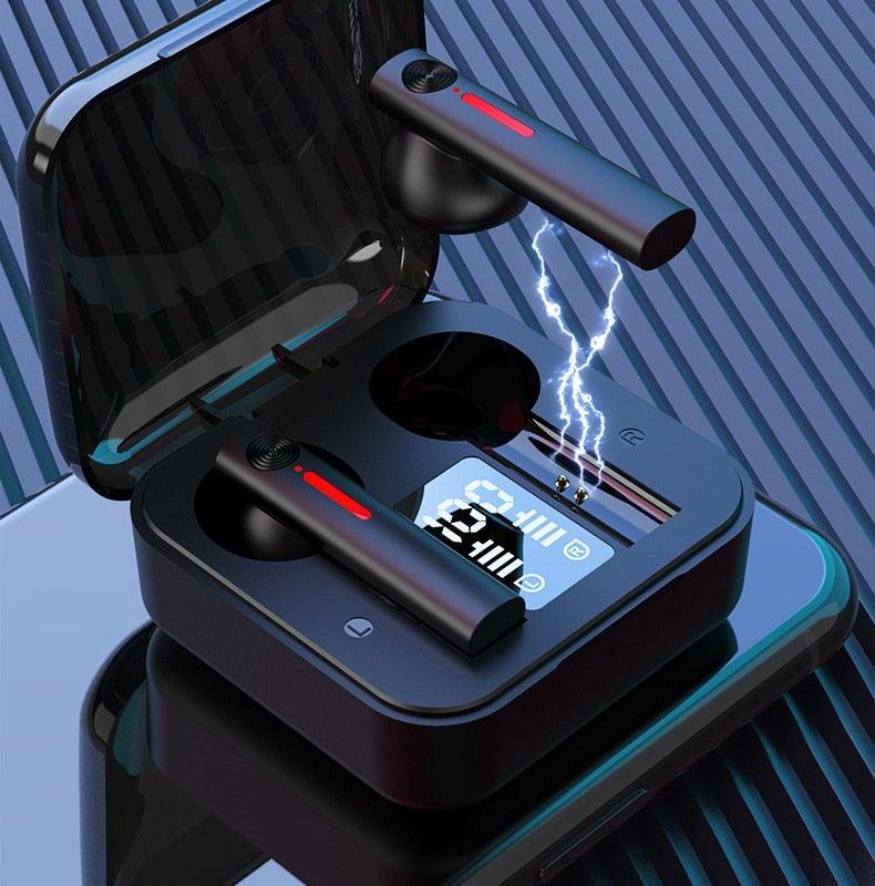 LED Display Bluetooth 5.0 Wireless Headphone Magnetic 9D Stereo Sound Earbud Sports Easy Pairing Earphone With Microphone Bluetooth In Ear Built-in Mic Headset For Sport Black Headphones Wireless Light Weight Design
