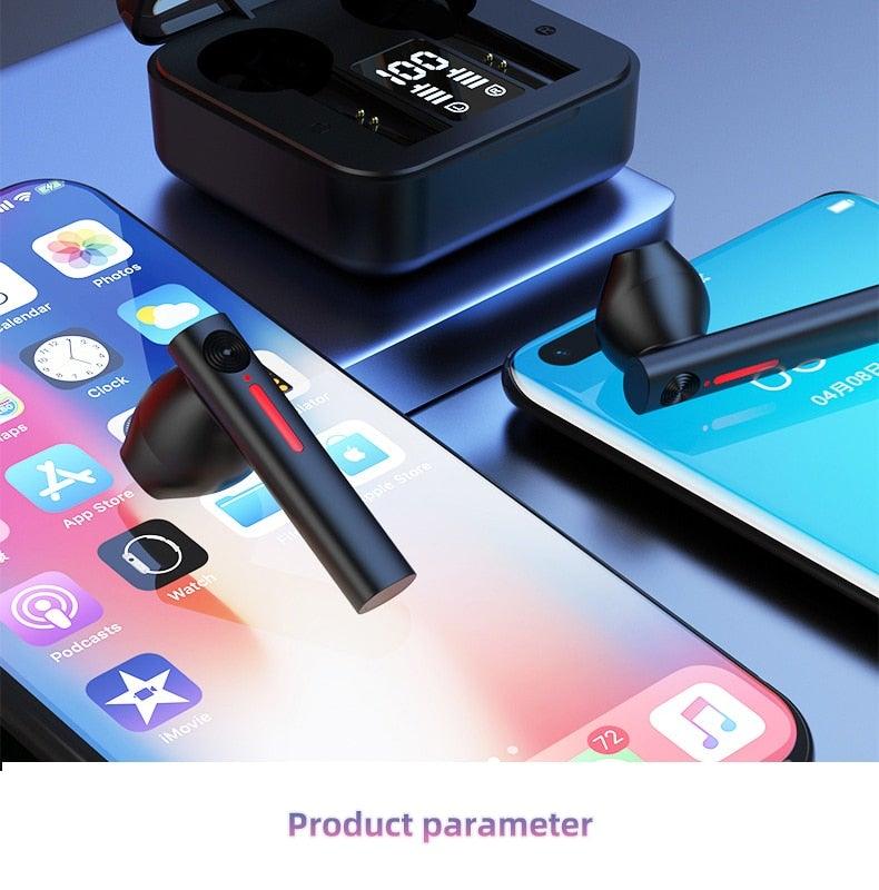 LED Display Bluetooth 5.0 Wireless Headphone Magnetic 9D Stereo Sound Earbud Sports Easy Pairing Earphone With Microphone Bluetooth In Ear Built-in Mic Headset For Sport Black Headphones Wireless Light Weight Design