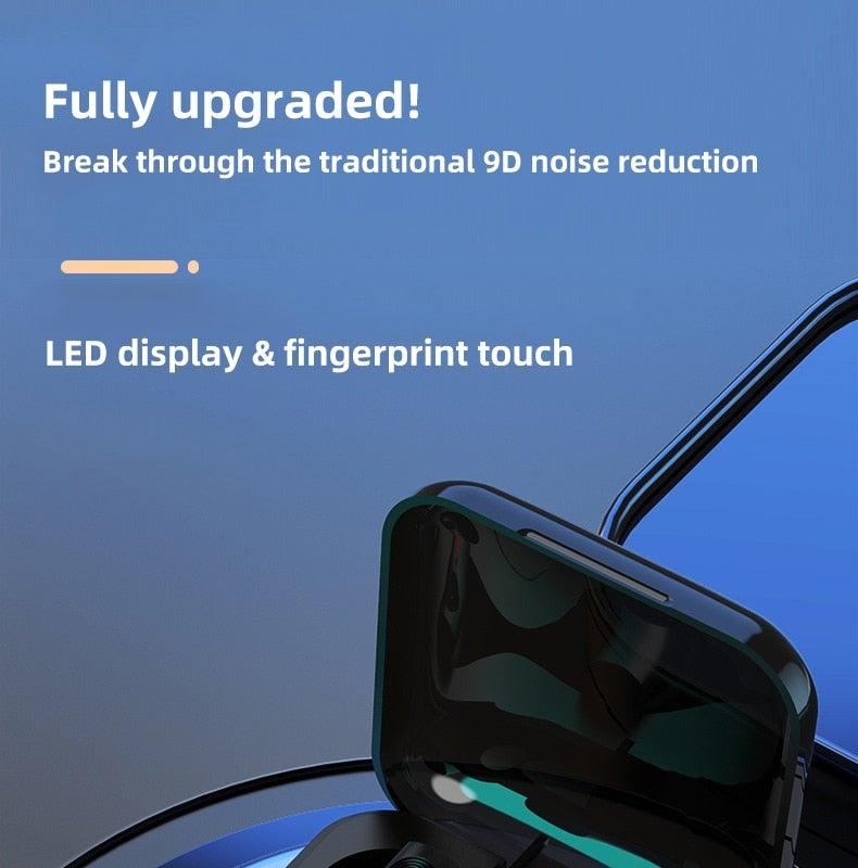 LED Display Bluetooth 5.0 Wireless Headphone Magnetic 9D Stereo Sound Earbud Sports Easy Pairing Earphone With Microphone Bluetooth In Ear Built-in Mic Headset For Sport Black Headphones Wireless Light Weight Design