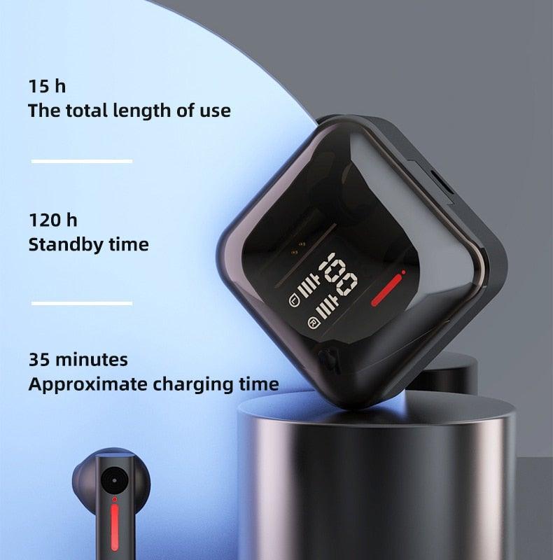 LED Display Bluetooth 5.0 Wireless Headphone Magnetic 9D Stereo Sound Earbud Sports Easy Pairing Earphone With Microphone Bluetooth In Ear Built-in Mic Headset For Sport Black Headphones Wireless Light Weight Design