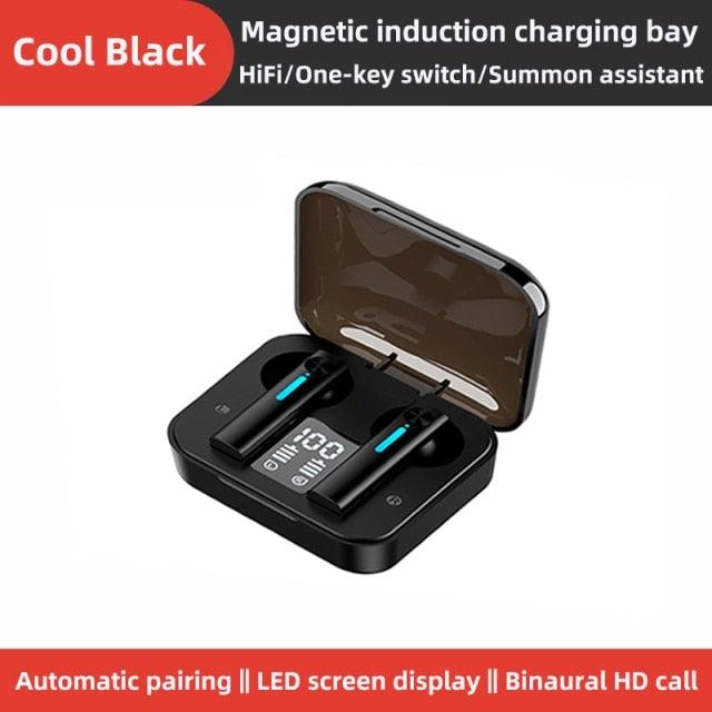 LED Display Bluetooth 5.0 Wireless Headphone Magnetic 9D Stereo Sound Earbud Sports Easy Pairing Earphone With Microphone Bluetooth In Ear Built-in Mic Headset For Sport Black Headphones Wireless Light Weight Design