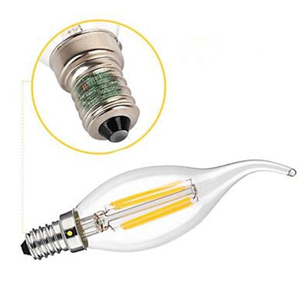 LED Filament Bulb E14 4W/6W AC220V Glass Shell 360 Degree C35 Edison Retro Candle Light Warm/Cold White LED Candelabra Bulb 25W Equivalent 250 Lumens, 3000K Soft White 2W Filament Dimmable LED Chandelier Light Bulbs