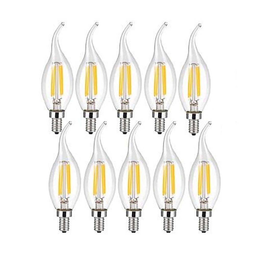 LED Filament Bulb E14 4W/6W AC220V Glass Shell 360 Degree C35 Edison Retro Candle Light Warm/Cold White LED Candelabra Bulb 25W Equivalent 250 Lumens, 3000K Soft White 2W Filament Dimmable LED Chandelier Light Bulbs