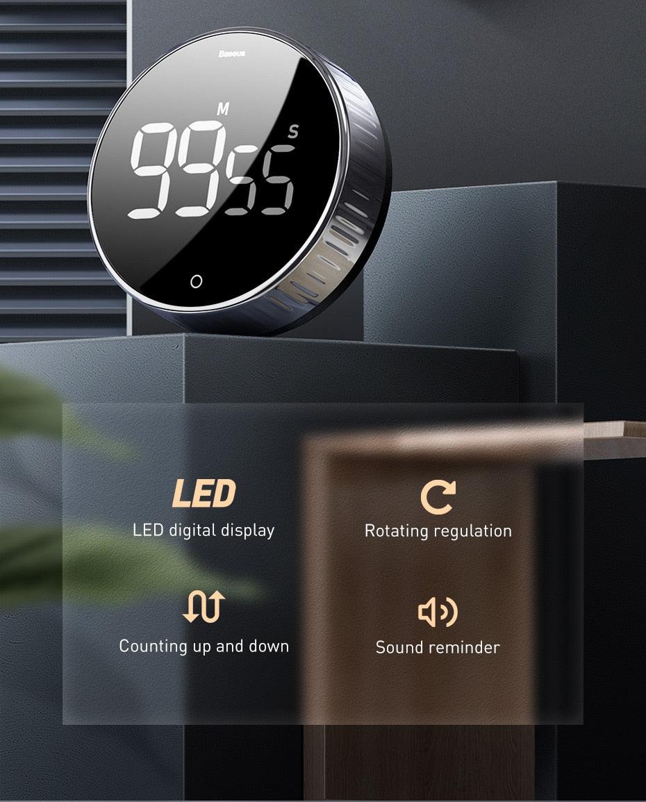 LED Magnetic Digital Timer For Kitchen Cooking Countdown Alarm Clock Digital Kitchen Timer, Large Magnetic LED Countdown Timer with Constant Light Function for classrooms 3-Level Volume Quiet Egg Timer for Children Electronic Cooking Countdown Timer