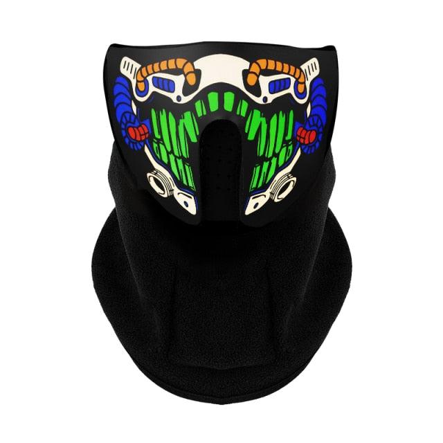 LED Warm Headgear ED Face Mask Party Masks Light Up Dance Halloween Cosplay Easter Rave Mask Luminous Costume Washable Foldable Luminous Cool Party Mask Activated Light Up Mask Led Music Party Mask Led Music Mask for Festival Party