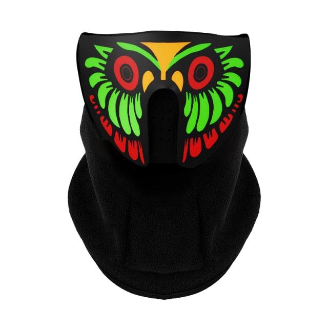 LED Warm Headgear ED Face Mask Party Masks Light Up Dance Halloween Cosplay Easter Rave Mask Luminous Costume Washable Foldable Luminous Cool Party Mask Activated Light Up Mask Led Music Party Mask Led Music Mask for Festival Party