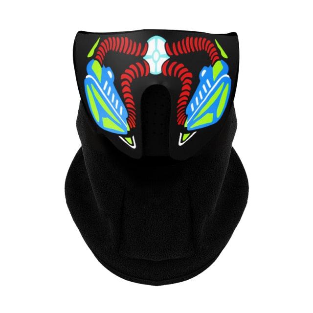 LED Warm Headgear ED Face Mask Party Masks Light Up Dance Halloween Cosplay Easter Rave Mask Luminous Costume Washable Foldable Luminous Cool Party Mask Activated Light Up Mask Led Music Party Mask Led Music Mask for Festival Party