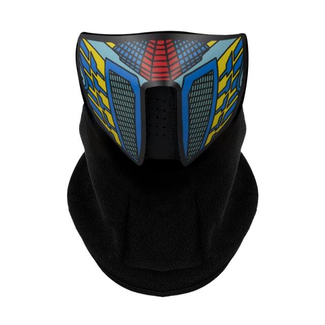 LED Warm Headgear ED Face Mask Party Masks Light Up Dance Halloween Cosplay Easter Rave Mask Luminous Costume Washable Foldable Luminous Cool Party Mask Activated Light Up Mask Led Music Party Mask Led Music Mask for Festival Party