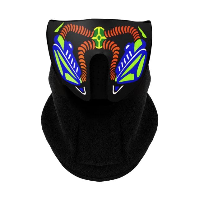LED Warm Headgear ED Face Mask Party Masks Light Up Dance Halloween Cosplay Easter Rave Mask Luminous Costume Washable Foldable Luminous Cool Party Mask Activated Light Up Mask Led Music Party Mask Led Music Mask for Festival Party