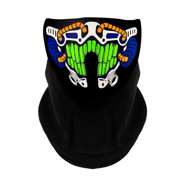 LED Warm Headgear ED Face Mask Party Masks Light Up Dance Halloween Cosplay Easter Rave Mask Luminous Costume Washable Foldable Luminous Cool Party Mask Activated Light Up Mask Led Music Party Mask Led Music Mask for Festival Party
