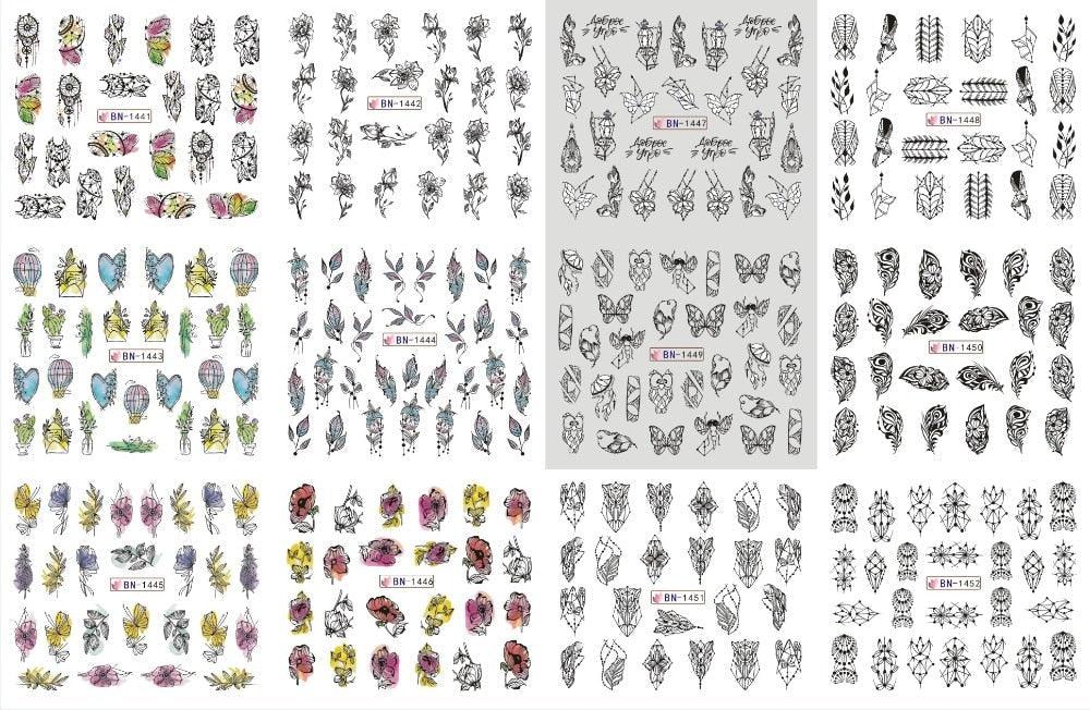 Letter Nail Water Decals With Inscriptions Sexy Girl Black White Tattoo Slider English Alphabet Nail Decals Adhesive Letter 3D Nail Art Stickers for Women Girls Nail Decoration Manicure for Women Decorations Birthday Party Favor Gift