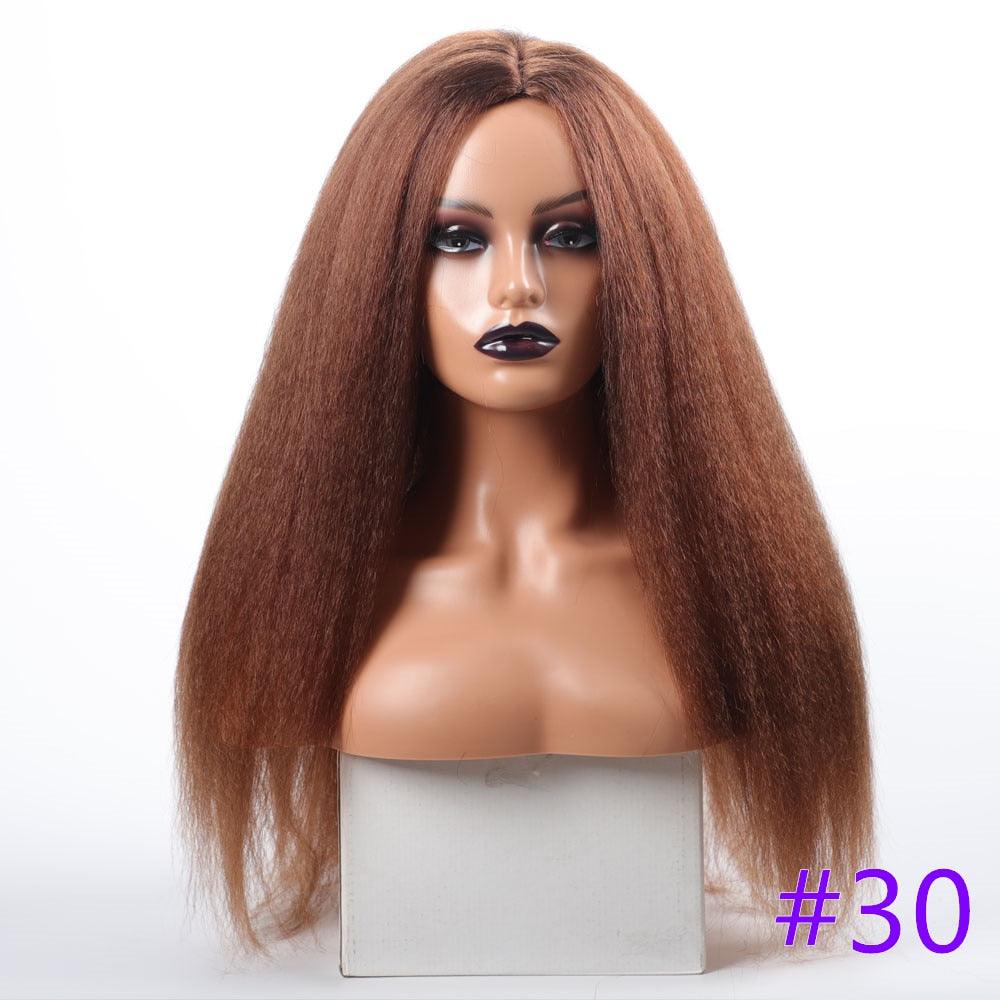 Long Kinky Straight Synthetic Wigs for Black Women Black Brown Blonde Ginger Red White Hair Afro Wigs Synthetic Hair Wigs For Black Women Cosplay Wigs For Women