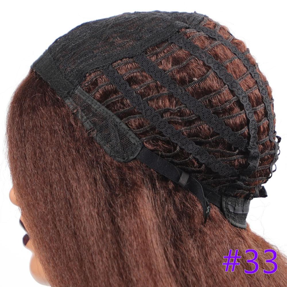 Long Kinky Straight Synthetic Wigs for Black Women Black Brown Blonde Ginger Red White Hair Afro Wigs Synthetic Hair Wigs For Black Women Cosplay Wigs For Women
