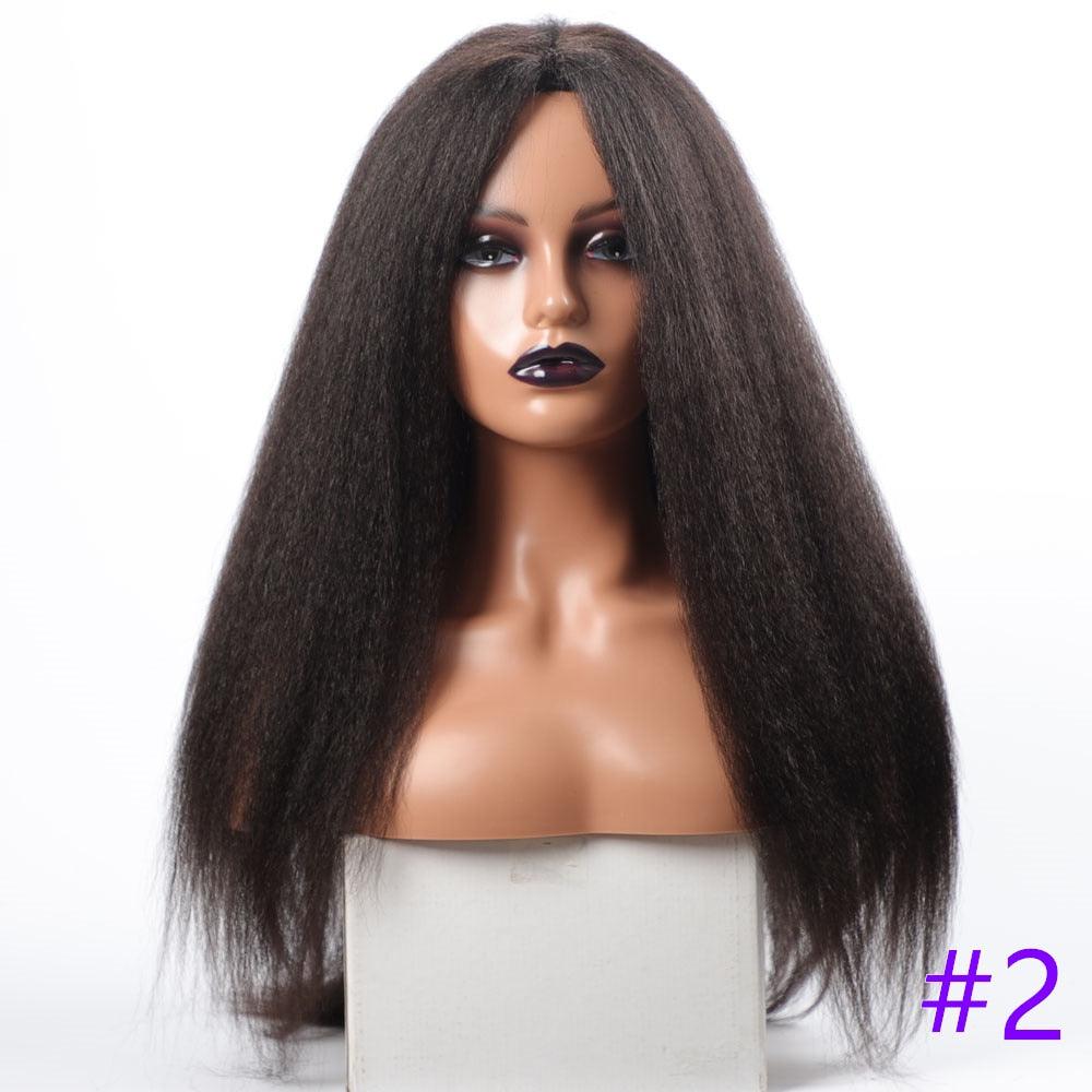 Long Kinky Straight Synthetic Wigs for Black Women Black Brown Blonde Ginger Red White Hair Afro Wigs Synthetic Hair Wigs For Black Women Cosplay Wigs For Women