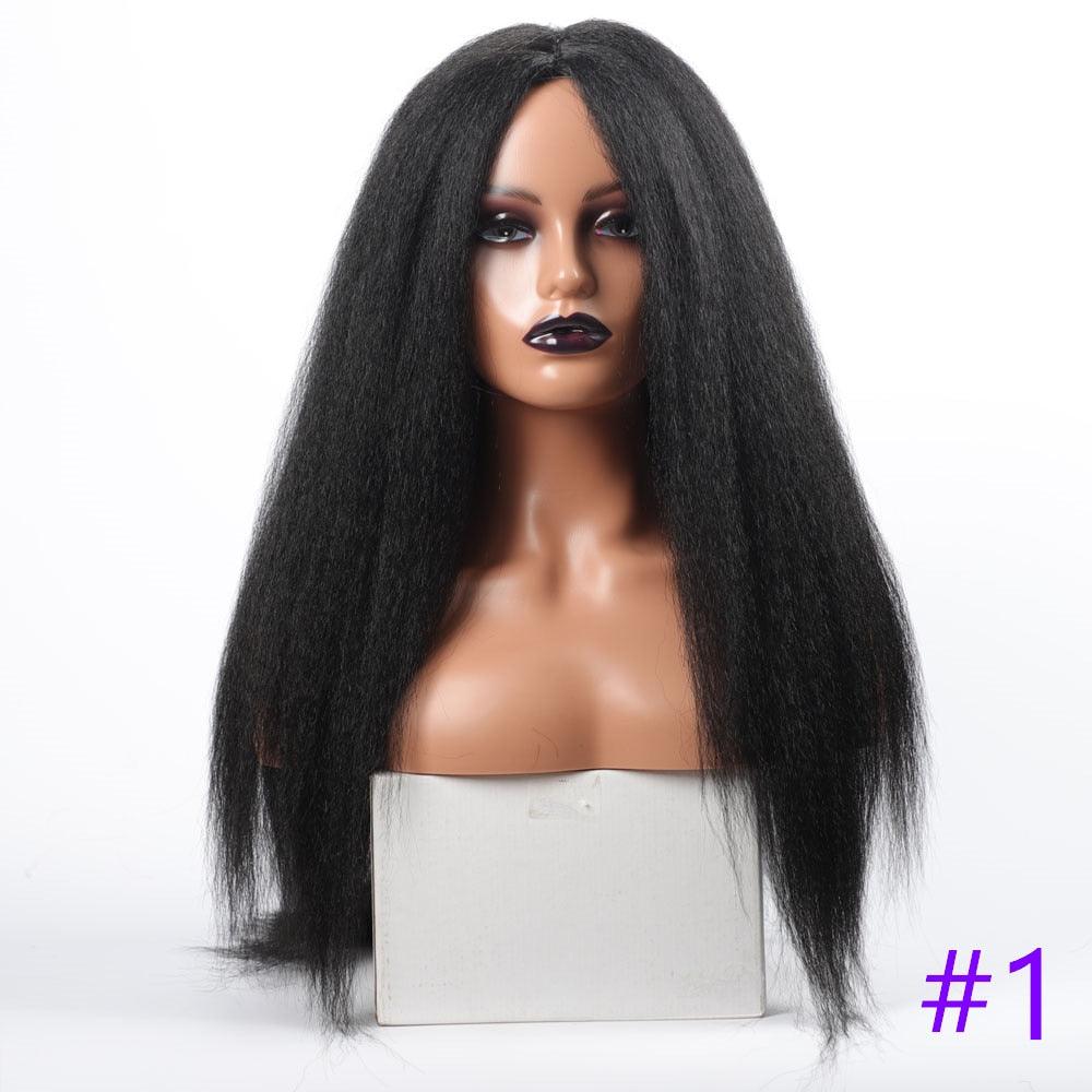 Long Kinky Straight Synthetic Wigs for Black Women Black Brown Blonde Ginger Red White Hair Afro Wigs Synthetic Hair Wigs For Black Women Cosplay Wigs For Women