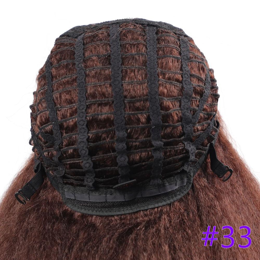 Long Kinky Straight Synthetic Wigs for Black Women Black Brown Blonde Ginger Red White Hair Afro Wigs Synthetic Hair Wigs For Black Women Cosplay Wigs For Women