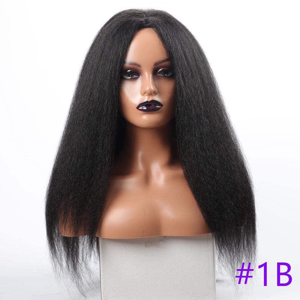 Long Kinky Straight Synthetic Wigs for Black Women Black Brown Blonde Ginger Red White Hair Afro Wigs Synthetic Hair Wigs For Black Women Cosplay Wigs For Women