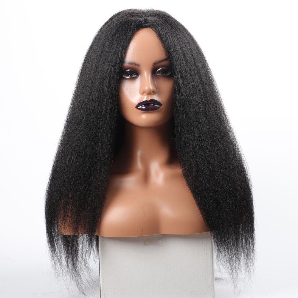 Long Kinky Straight Synthetic Wigs for Black Women Black Brown Blonde Ginger Red White Hair Afro Wigs Synthetic Hair Wigs For Black Women Cosplay Wigs For Women