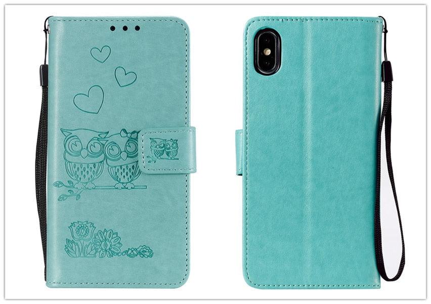 Love Couple Leather Case For iPhone 12 11 Pro mini Phone Flip Wallet Soft Cover Shockproof Floral Cute Modern Leather Wallet Phone Case For iPhone