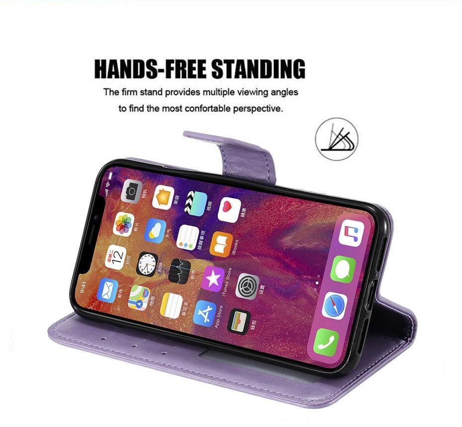 Love Couple Leather Case For iPhone 12 11 Pro mini Phone Flip Wallet Soft Cover Shockproof Floral Cute Modern Leather Wallet Phone Case For iPhone