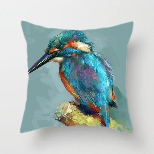 Lovely Bird Polyester Cotton Cushion Cover Bird On The Tree Accent Decorative Throw Pillow Case Hand Painted Cushion Cover Cute Bird Pillow Shells Flower Pattern Pillow Covers Decorative For Sofa Bed Living Room Luxury New Stylish Pillows 45x45cm