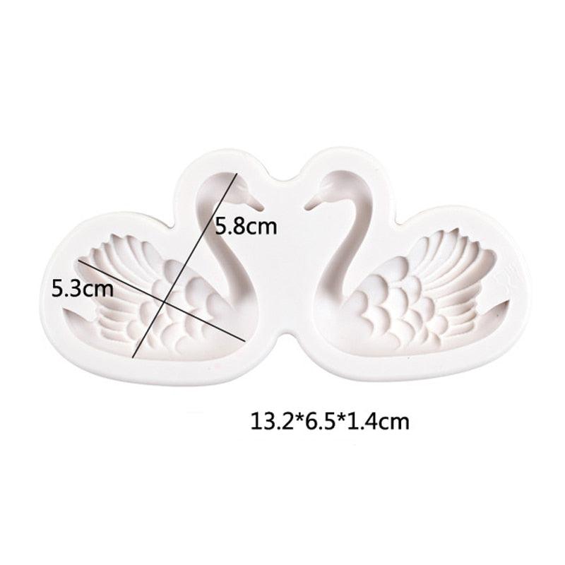Lovely Couple Swan Shape Silicone Mold Fondant Chocolate Resin Aroma Stone Soap Mold For Pastry Cup Cake Decorating Kitchen Tool Swan Silicone Fondant Molds Swan Couple Chocolate Mold