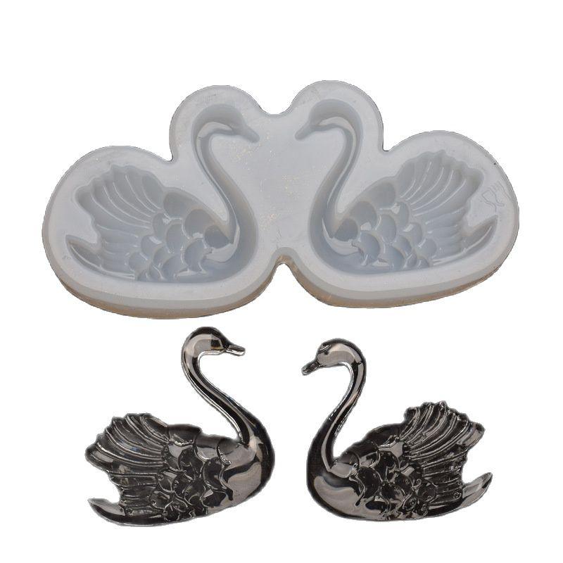 Lovely Couple Swan Shape Silicone Mold Fondant Chocolate Resin Aroma Stone Soap Mold For Pastry Cup Cake Decorating Kitchen Tool Swan Silicone Fondant Molds Swan Couple Chocolate Mold
