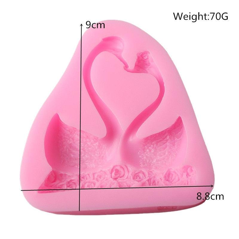 Lovely Couple Swan Shape Silicone Mold Fondant Chocolate Resin Aroma Stone Soap Mold For Pastry Cup Cake Decorating Kitchen Tool Swan Silicone Fondant Molds Swan Couple Chocolate Mold
