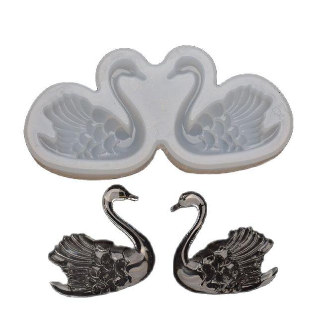 Lovely Couple Swan Shape Silicone Mold Fondant Chocolate Resin Aroma Stone Soap Mold For Pastry Cup Cake Decorating Kitchen Tool Swan Silicone Fondant Molds Swan Couple Chocolate Mold