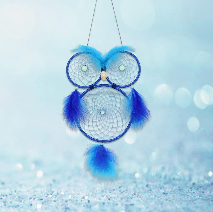 Lovely Owl Dream Catcher Wall Hanging Ornament Large Handmade Perfect Gift Design Dreamcatcher Decoration For Kids' Bedroom Dorm Nursery Chic Ornament Craft Eyes Can Be Glowed In Darkness