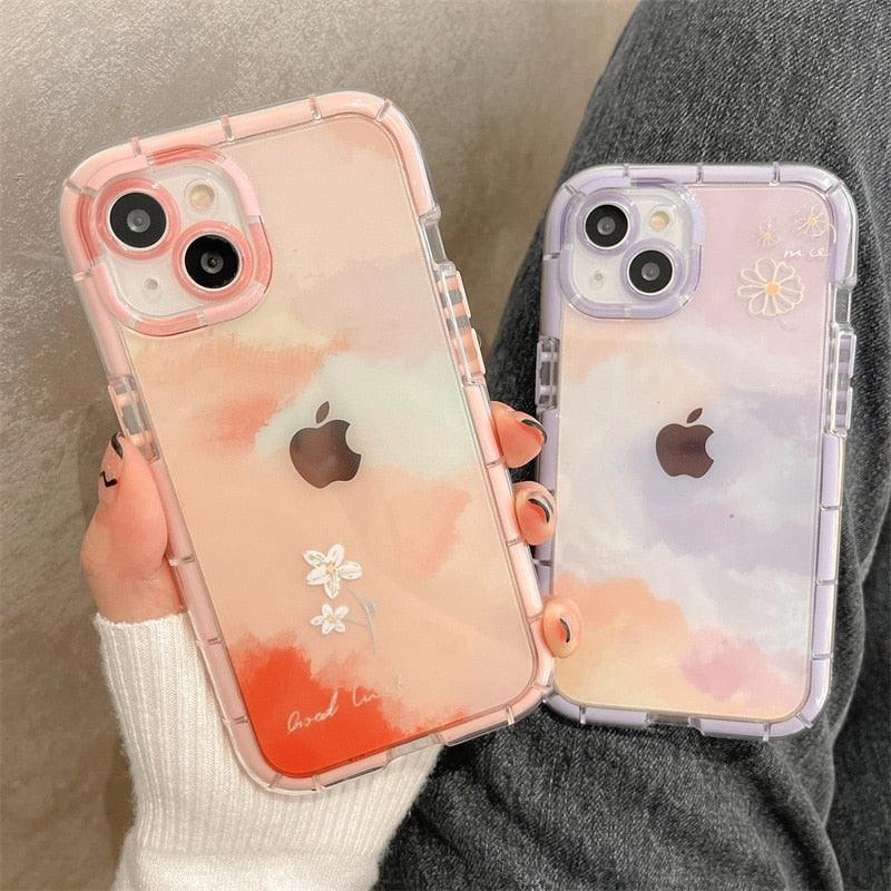 Luminous Art Abstract Phone Case For iPhone 13 12 11 Pro Max Transparent Silicone Shockproof Bumper Cover Floral Girly Transparent Phone Case Glow In Dark iphone case