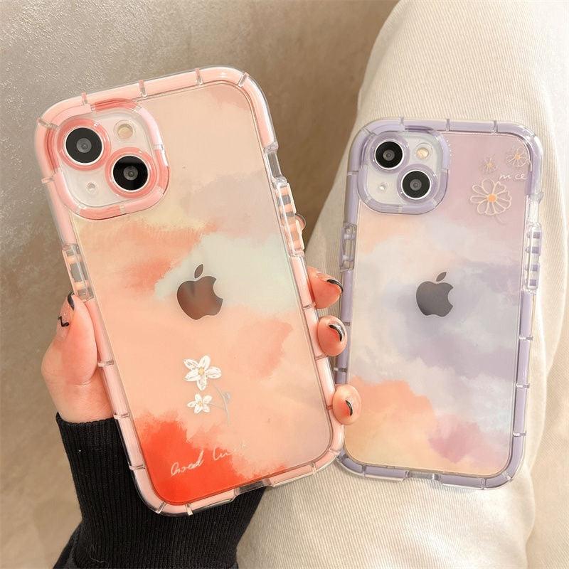 Luminous Art Abstract Phone Case For iPhone 13 12 11 Pro Max Transparent Silicone Shockproof Bumper Cover Floral Girly Transparent Phone Case Glow In Dark iphone case