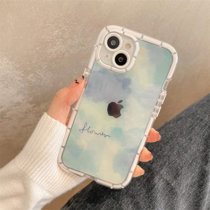 Luminous Art Abstract Phone Case For iPhone 13 12 11 Pro Max Transparent Silicone Shockproof Bumper Cover Floral Girly Transparent Phone Case Glow In Dark iphone case