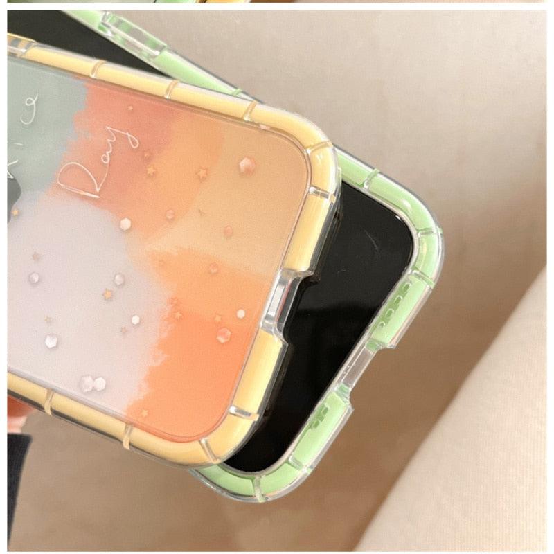 Luminous Art Abstract Phone Case For iPhone 13 12 11 Pro Max Transparent Silicone Shockproof Bumper Cover Floral Girly Transparent Phone Case Glow In Dark iphone case