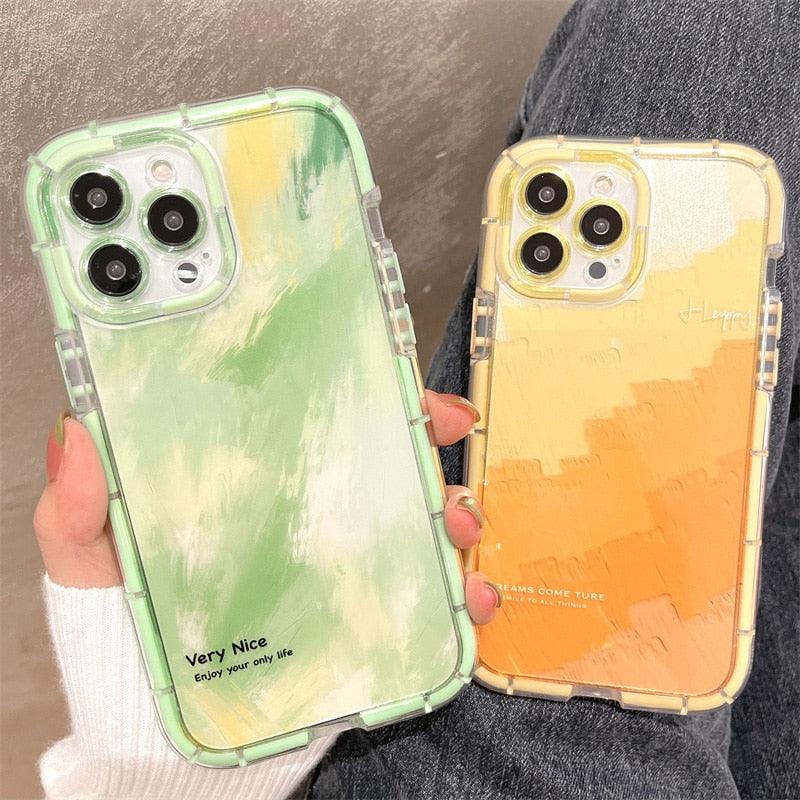 Luminous Art Abstract Phone Case For iPhone 13 12 11 Pro Max Transparent Silicone Shockproof Bumper Cover Floral Girly Transparent Phone Case Glow In Dark iphone case