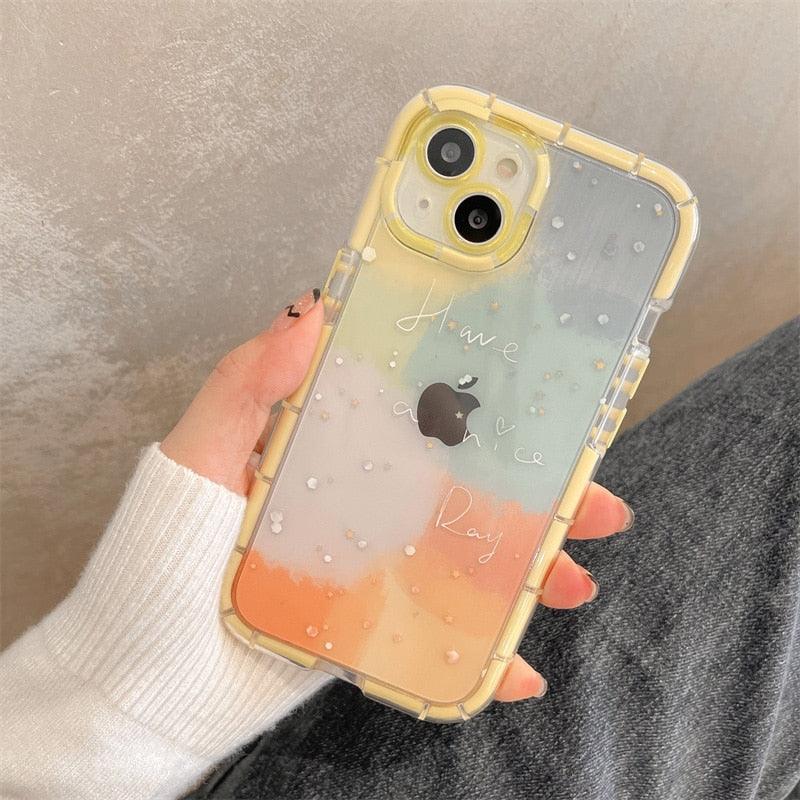 Luminous Art Abstract Phone Case For iPhone 13 12 11 Pro Max Transparent Silicone Shockproof Bumper Cover Floral Girly Transparent Phone Case Glow In Dark iphone case