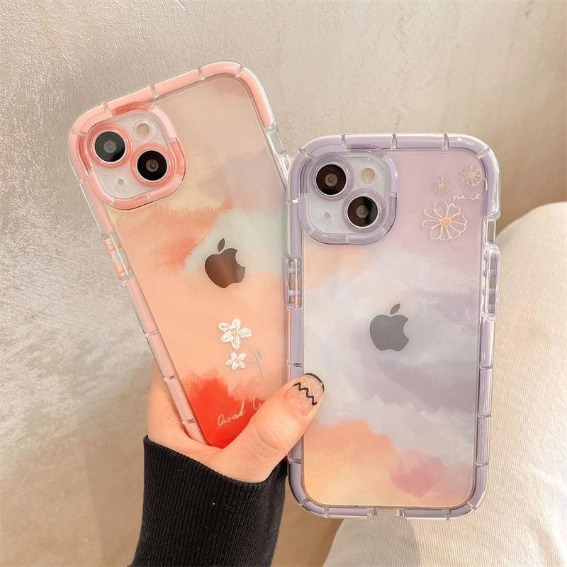 Luminous Art Abstract Phone Case For iPhone 13 12 11 Pro Max Transparent Silicone Shockproof Bumper Cover Floral Girly Transparent Phone Case Glow In Dark iphone case