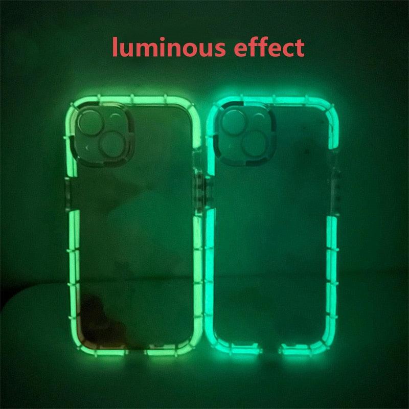 Luminous Art Abstract Phone Case For iPhone 13 12 11 Pro Max Transparent Silicone Shockproof Bumper Cover Floral Girly Transparent Phone Case Glow In Dark iphone case