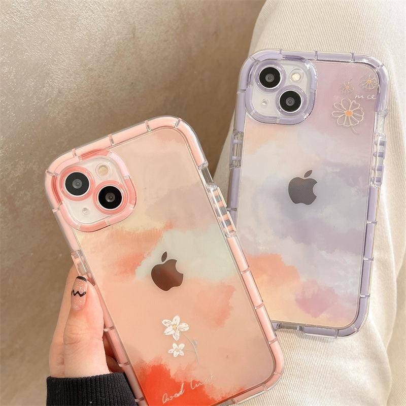 Luminous Art Abstract Phone Case For iPhone 13 12 11 Pro Max Transparent Silicone Shockproof Bumper Cover Floral Girly Transparent Phone Case Glow In Dark iphone case