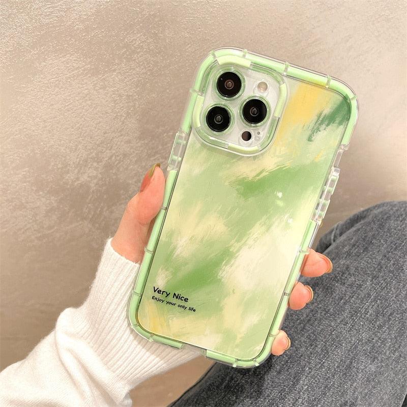 Luminous Art Abstract Phone Case For iPhone 13 12 11 Pro Max Transparent Silicone Shockproof Bumper Cover Floral Girly Transparent Phone Case Glow In Dark iphone case