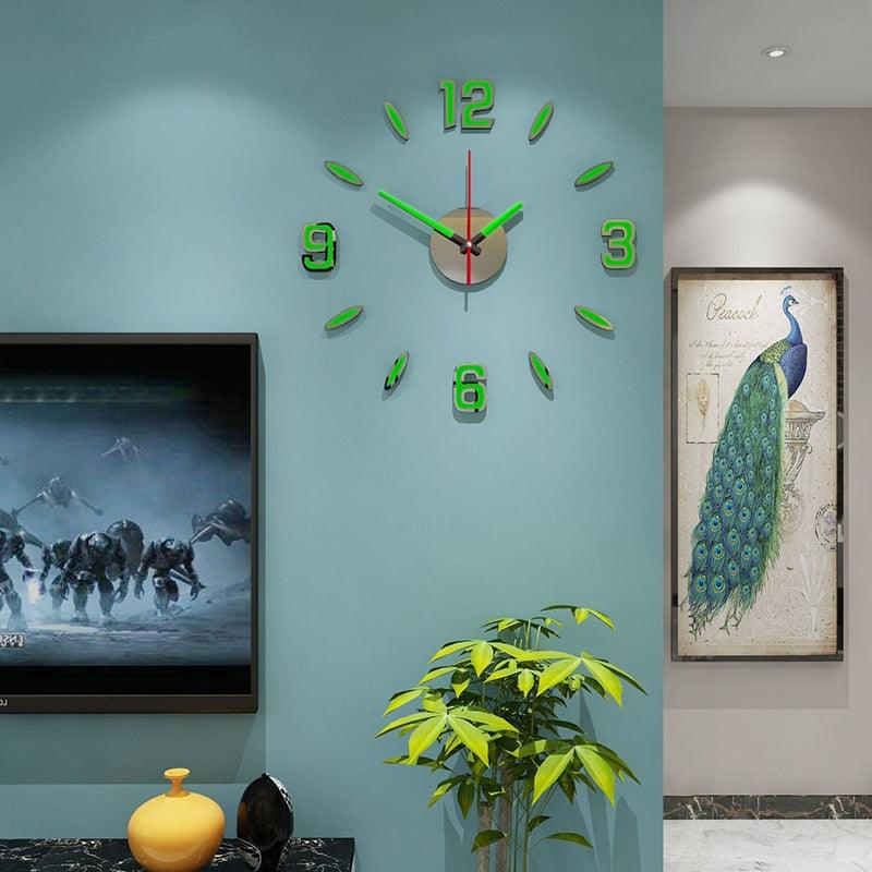 Luminous Clock Home Simplicity Silent Fashion Wall Clock Analog Timekeeper for Home Living Room Bedroom Office Battery-Powered Modern House Decoration Silent Clock Decor with Number Sticker Living Room Creative Wall Stickers Bedroom Wall Clock