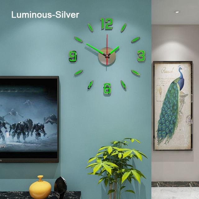Luminous Clock Home Simplicity Silent Fashion Wall Clock Analog Timekeeper for Home Living Room Bedroom Office Battery-Powered Modern House Decoration Silent Clock Decor with Number Sticker Living Room Creative Wall Stickers Bedroom Wall Clock
