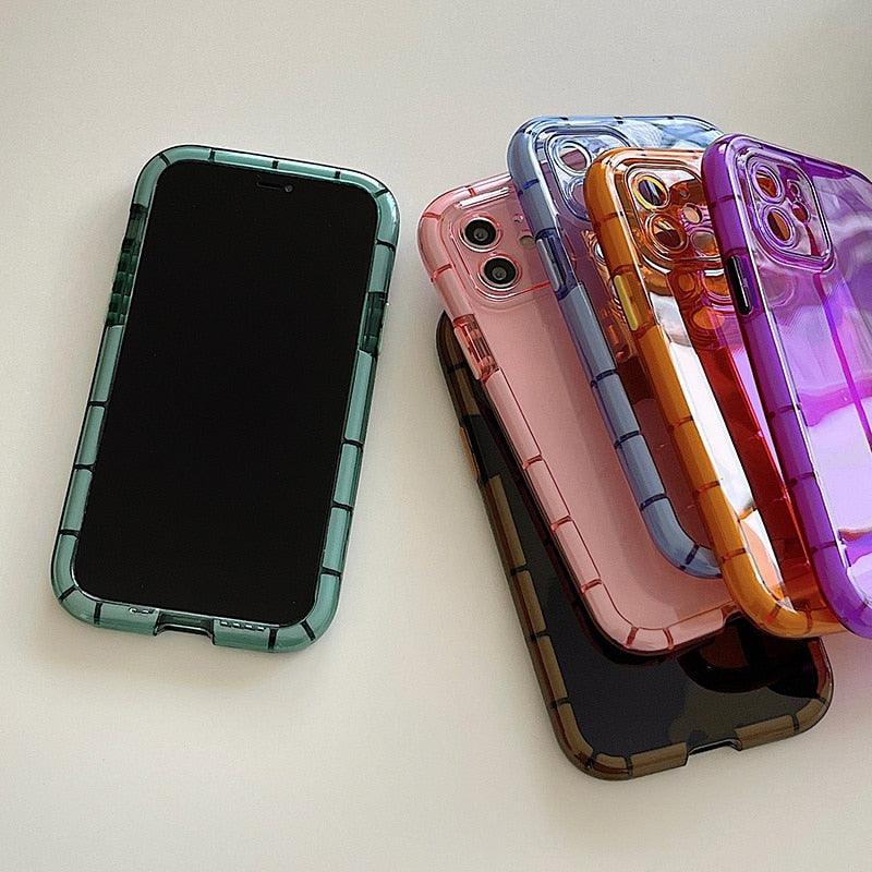 Luminous Shockproof Bumper Phone Case For iPhone 11 14 Pro Max 12 11 13 Pro Max X XR XS Max Transparent Back Cover Full Bumper Case Strong Classic Phone Case