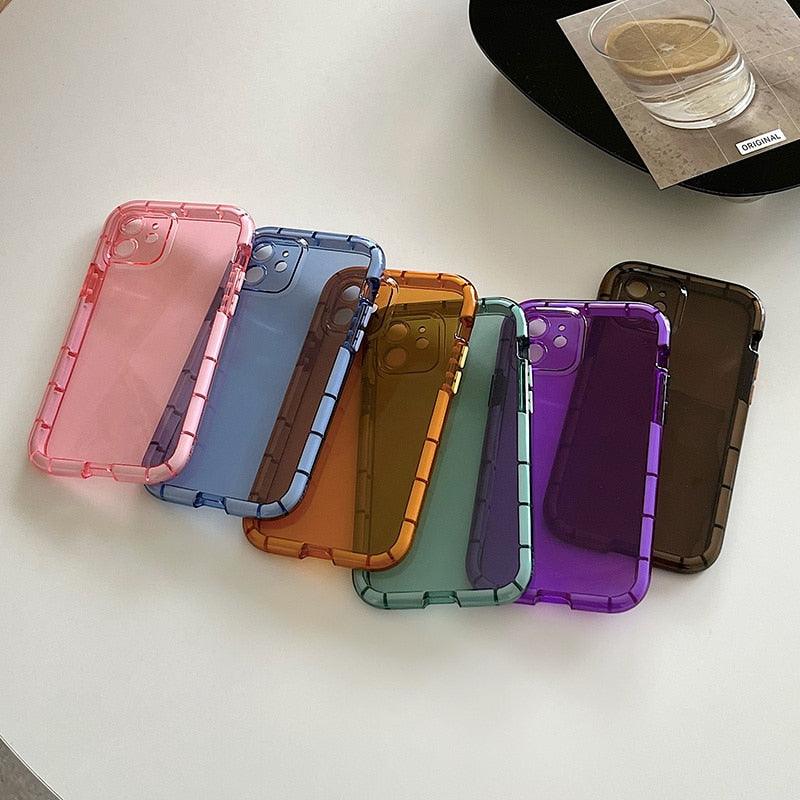 Luminous Shockproof Bumper Phone Case For iPhone 11 14 Pro Max 12 11 13 Pro Max X XR XS Max Transparent Back Cover Full Bumper Case Strong Classic Phone Case